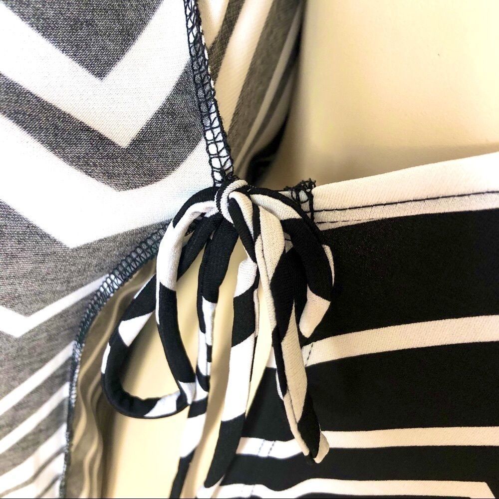 Halo Black & White Wrap Dress, Size M - Picture 3 of 5